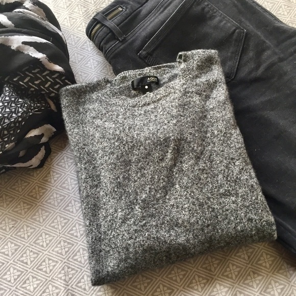 “Aqua” Dark Gray Cashmere Sweater - Picture 3 of 8